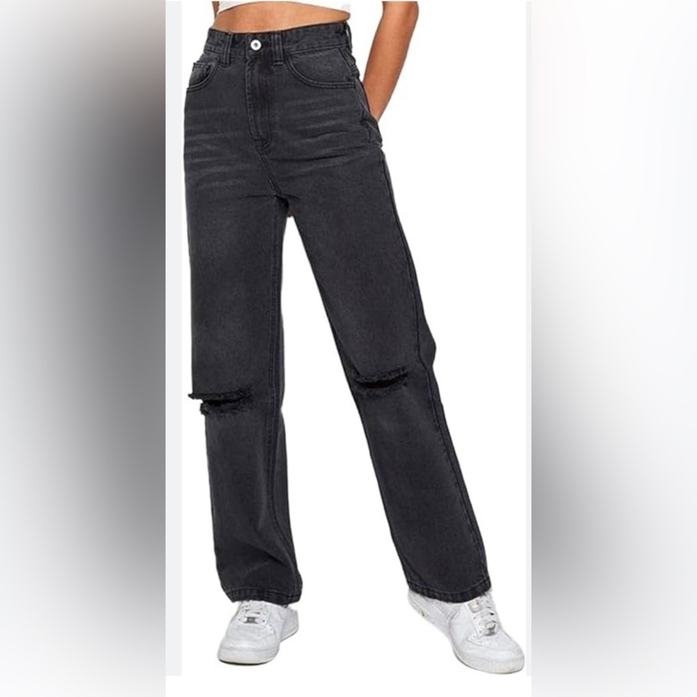Eighty Two Black Faded Mom Jeans High Rise
Distressed Knee Sz 5 EUC - Picture 10 of 12